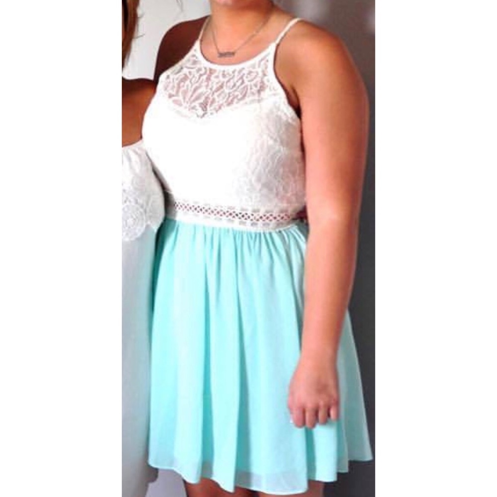 White lace and Teal sundress
